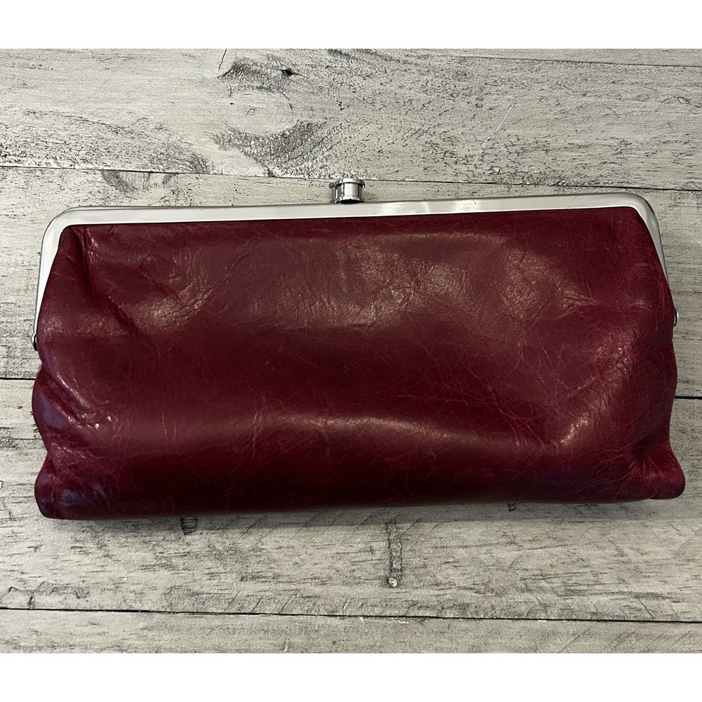 HOBO International~Lauren~Leather Clutch Double Frame Wallet~Cranberry